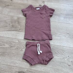 Mebie baby brown signed shorts and top set size 6-12 months